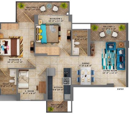 2 BHK 692 Sq. Ft. Apartment